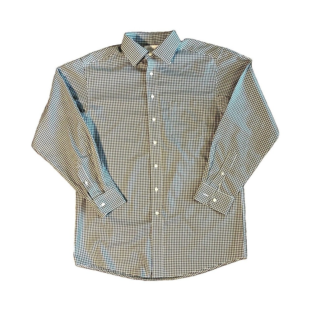 Gold Label Roundtree & Yorke Non-Iron Fitted 16 34 Black/White Check Shirt